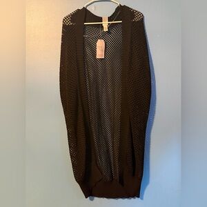 Black Open Knit Cardigan